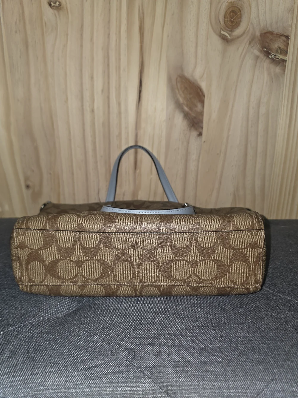 Coach Brown Signature Canvas Tote with Chalk Trim and Matching Wallet